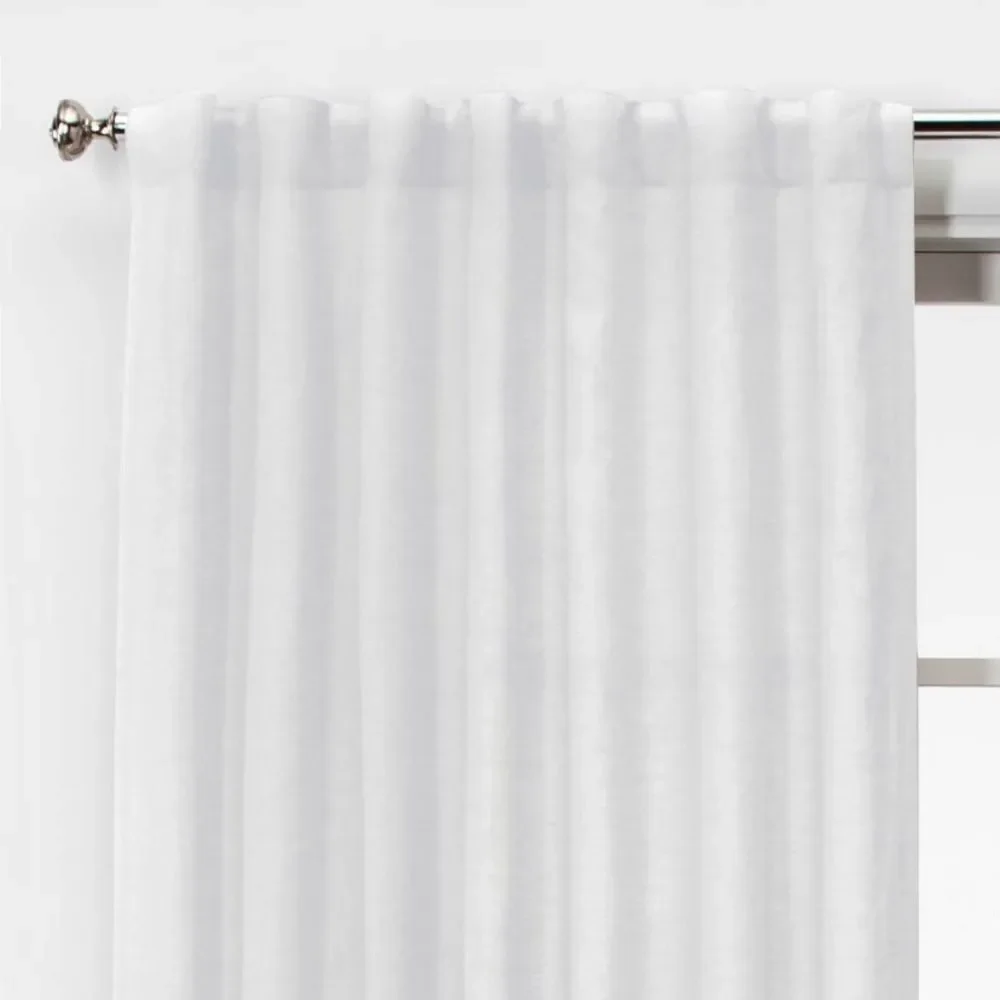 THRESHOLD NWT linen light filtering curtain panel -white -84”